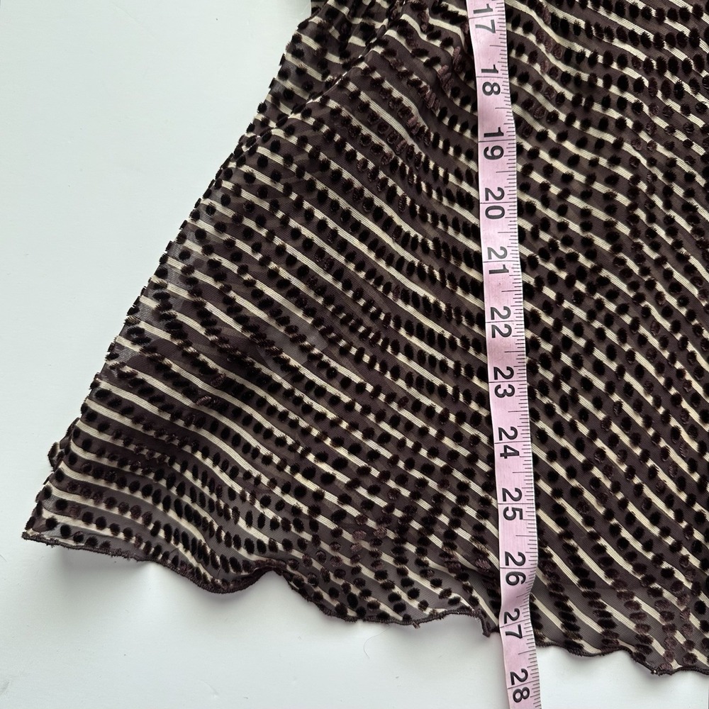 Anna Sui Spaghetti Strap Top Women's 10 Brown Stripes Polka Dots Silk Blend - Picture 16 of 16